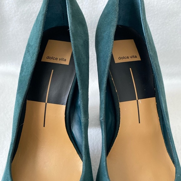 Dolce Vita Size 8 1/2 Green Suede Lizard inspired Trim Platform Heeled Pumps - Picture 8 of 14